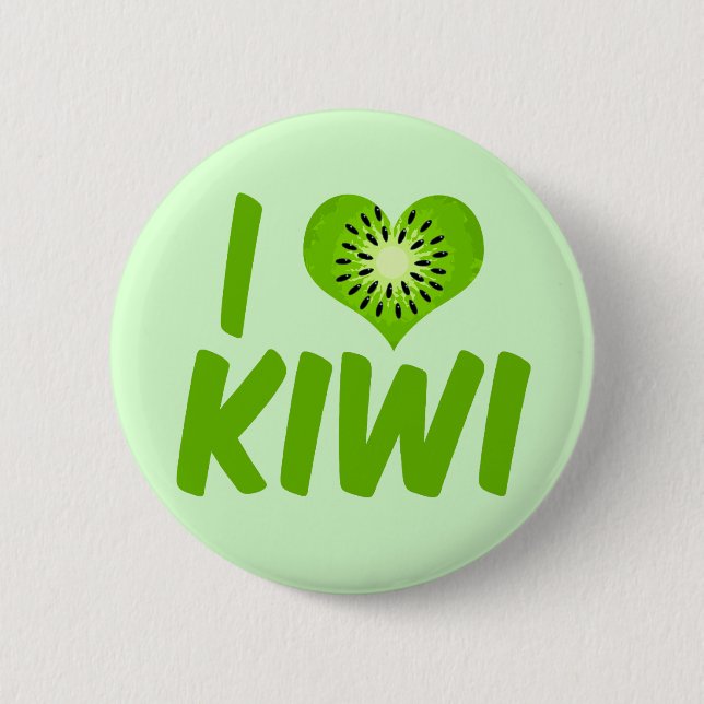 Badge Rond 5 Cm J'aime Kiwi (Devant)