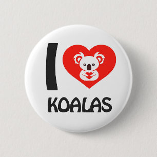 Badge Rond 5 Cm J'aime Koalas