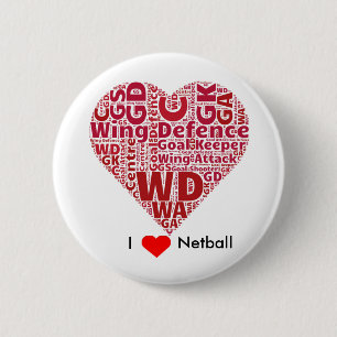 Badge Rond 5 Cm J'aime la conception d'art de mot de net-ball