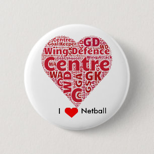 Badge Rond 5 Cm J'aime la conception d'art de mot de net-ball