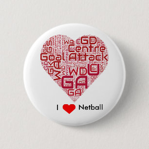 Badge Rond 5 Cm J'aime la conception d'art de mot de net-ball