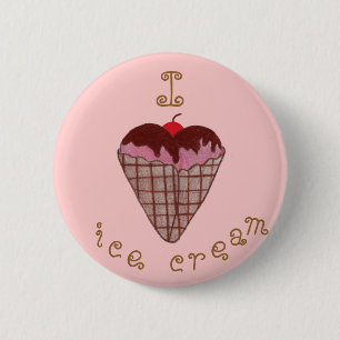 Badge Rond 5 Cm J'aime la crème glacée