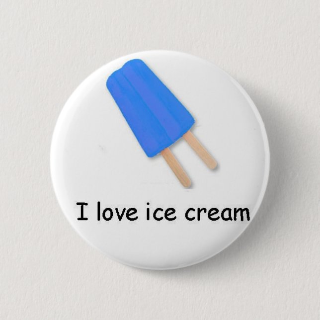 Badge Rond 5 Cm J'aime la crème glacée Blue Twin Pop Button (Devant)