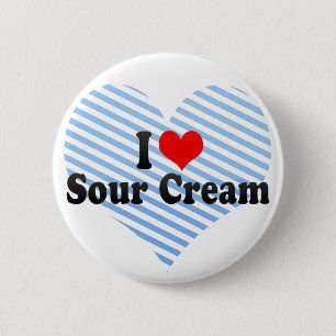 Badge Rond 5 Cm J'aime la crème sure