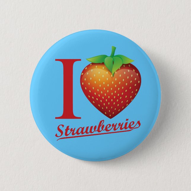 Badge Rond 5 Cm J'aime la fraise (Devant)