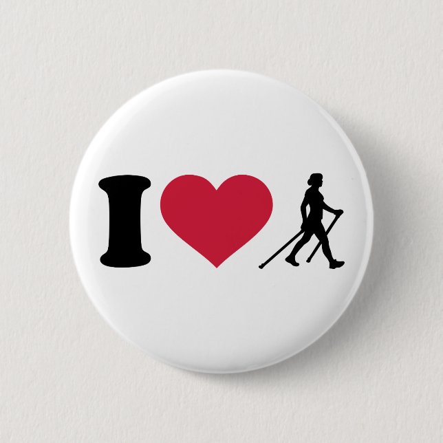 Badge Rond 5 Cm J'aime la marche nordique (Devant)