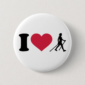 Badge Rond 5 Cm J'aime la marche nordique