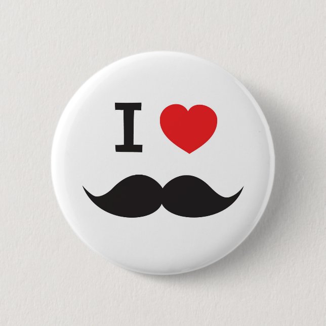 Badge Rond 5 Cm J'aime la moustache (Devant)