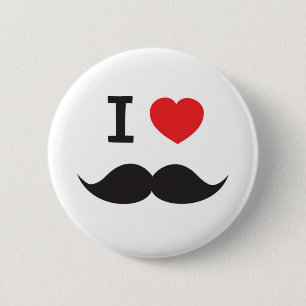 Badge Rond 5 Cm J'aime la moustache