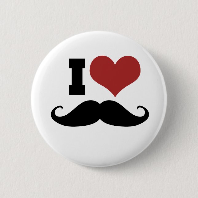 Badge Rond 5 Cm J'aime la moustache (Devant)