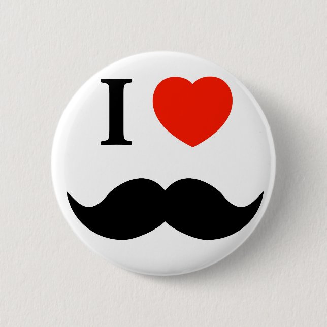 Badge Rond 5 Cm j'aime la moustache (Devant)