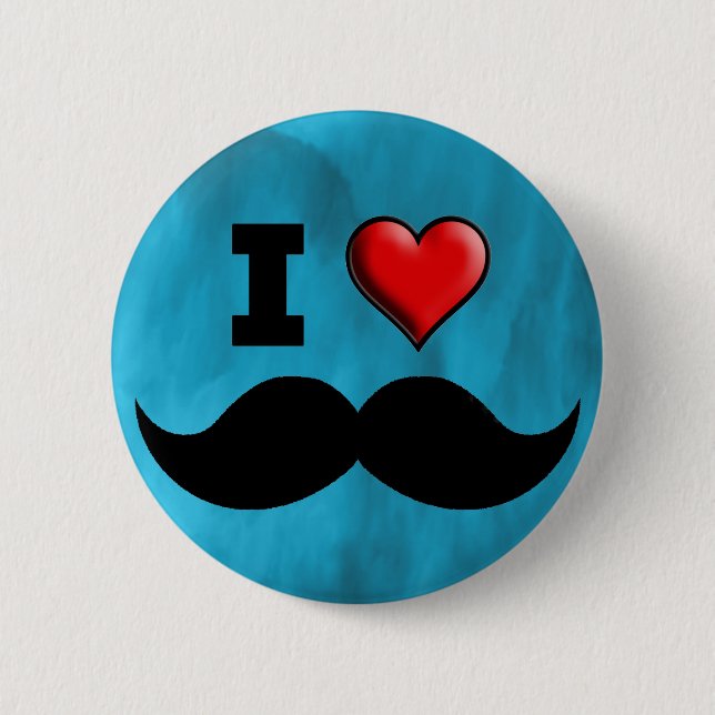 Badge Rond 5 Cm J'aime la moustache Stache de moustache (Devant)