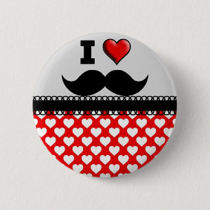 Badge Rond 5 Cm J'aime la moustache Stache de moustache