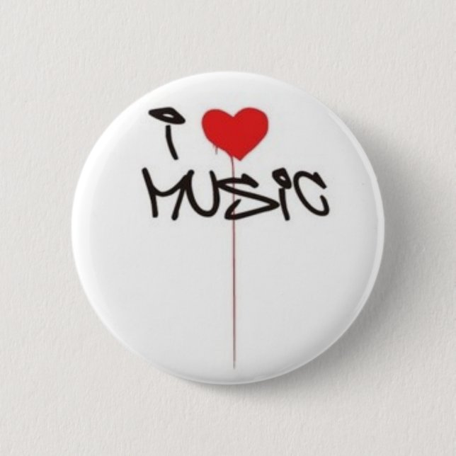 Badge Rond 5 Cm J'aime la musique (Devant)