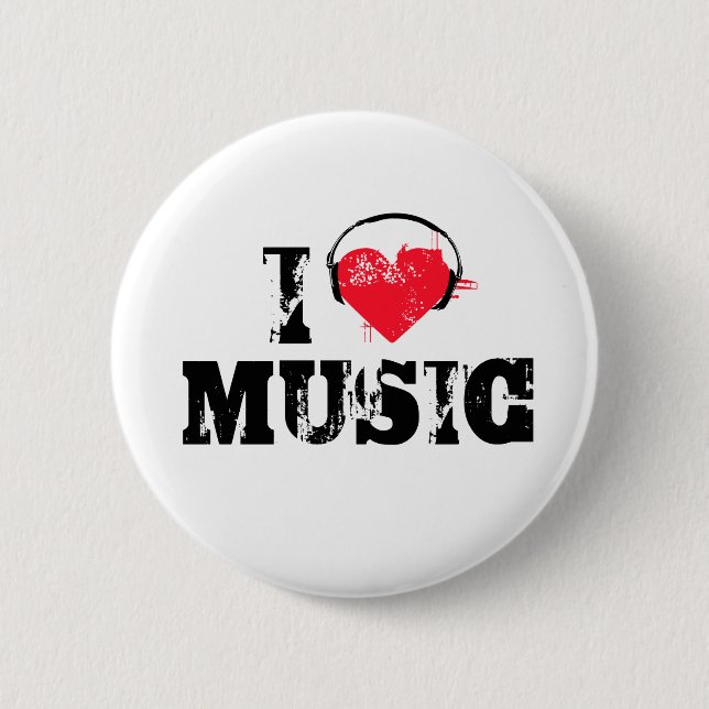 Badge Rond 5 Cm J'aime la musique (Devant)