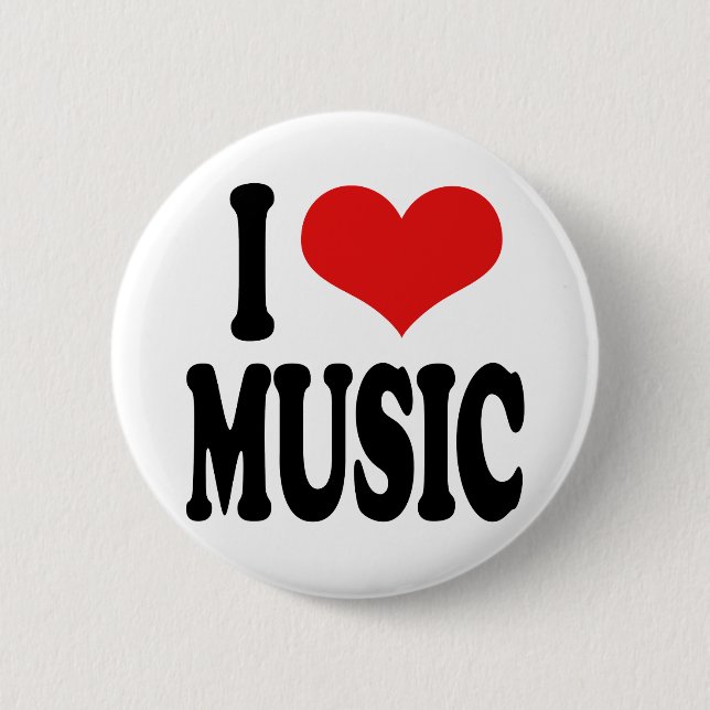 Badge Rond 5 Cm J'aime la musique (Devant)