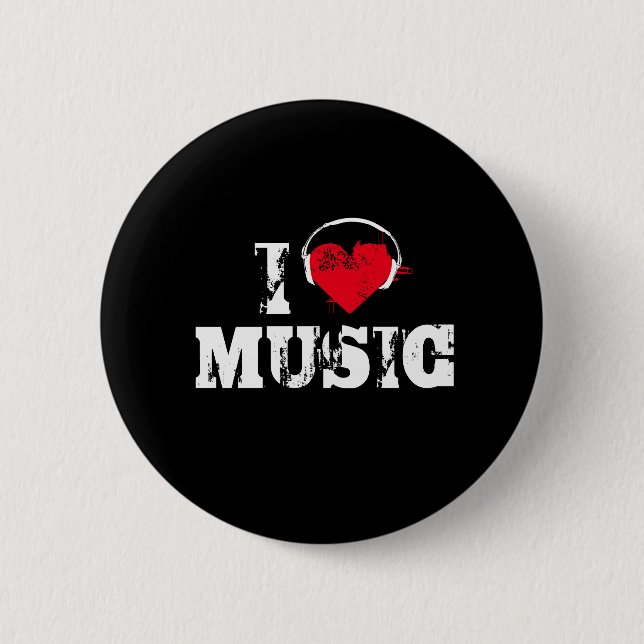 Badge Rond 5 Cm J'aime la musique (Devant)