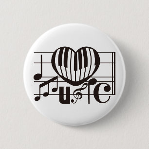 BADGE ROND 5 CM J'AIME LA MUSIQUE