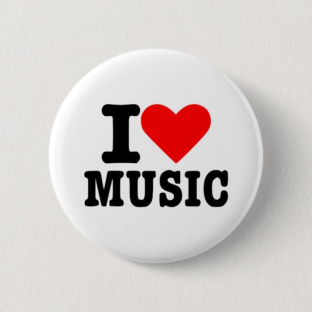 Badge Rond 5 Cm J'aime la musique (Devant)
