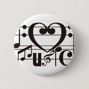 BADGE ROND 5 CM J'AIME LA MUSIQUE