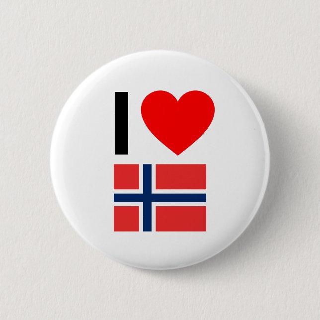 Badge Rond 5 Cm j'aime la norvège (Devant)