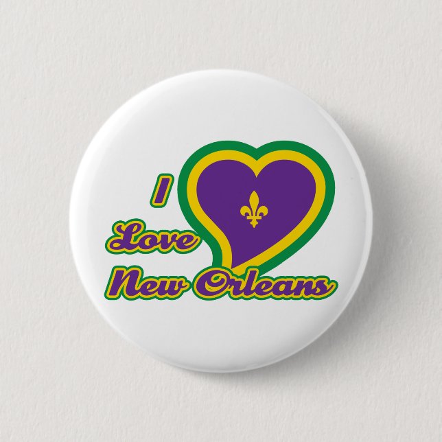 Badge Rond 5 Cm J'aime la Nouvelle-Orléans (Devant)