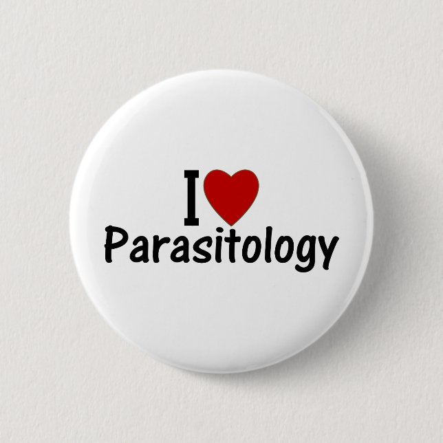 Badge Rond 5 Cm J'Aime La Parasitologie (Devant)