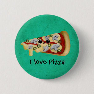 Badge Rond 5 Cm J'aime la pizza