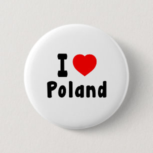 Badge Rond 5 Cm J'aime la Pologne