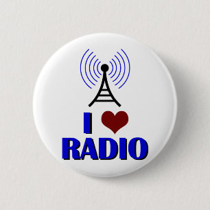 Badge Rond 5 Cm J'aime la radio