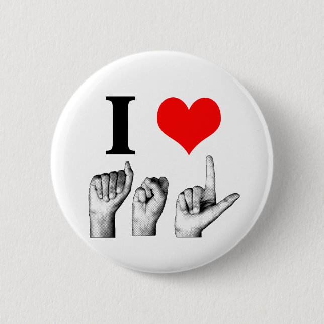 Badge Rond 5 Cm J'aime l'A-S-L (Devant)