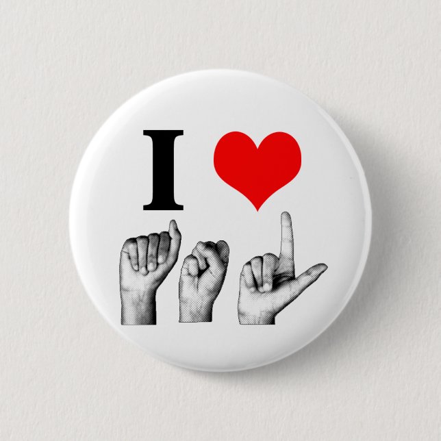 Badge Rond 5 Cm J'aime l'A-S-L (Devant)