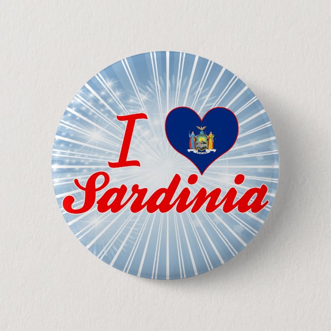 Badge Rond 5 Cm J'aime la Sardaigne, New York (Devant)