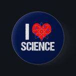 Badge Rond 5 Cm J'aime la science<br><div class="desc">I Love Science bouton pour femmes avec un modèle d'atome cool enveloppé autour d'un coeur rouge. Un grand cadeau geek pour un professeur de sciences ou un scientifique qui aime les expériences.</div>
