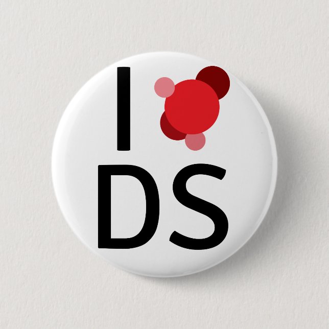Badge Rond 5 Cm J'aime la science de données (Devant)