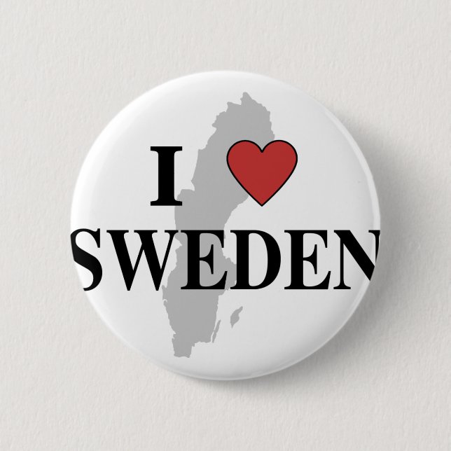 Badge Rond 5 Cm J'aime la Suède (Devant)