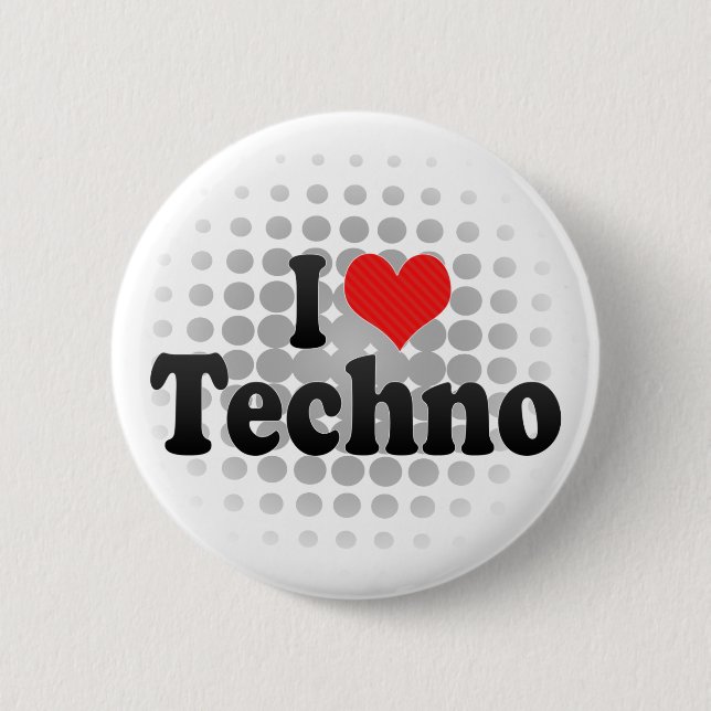 Badge Rond 5 Cm J'aime la techno (Devant)