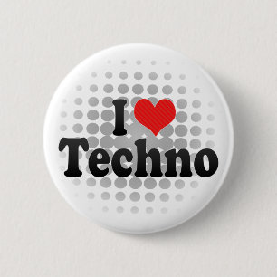 Badge Rond 5 Cm J'aime la techno