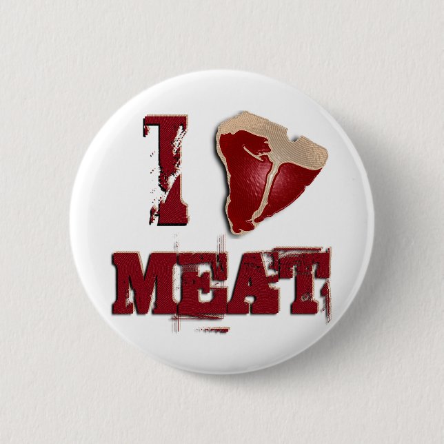 Badge Rond 5 Cm J'aime la viande (Devant)