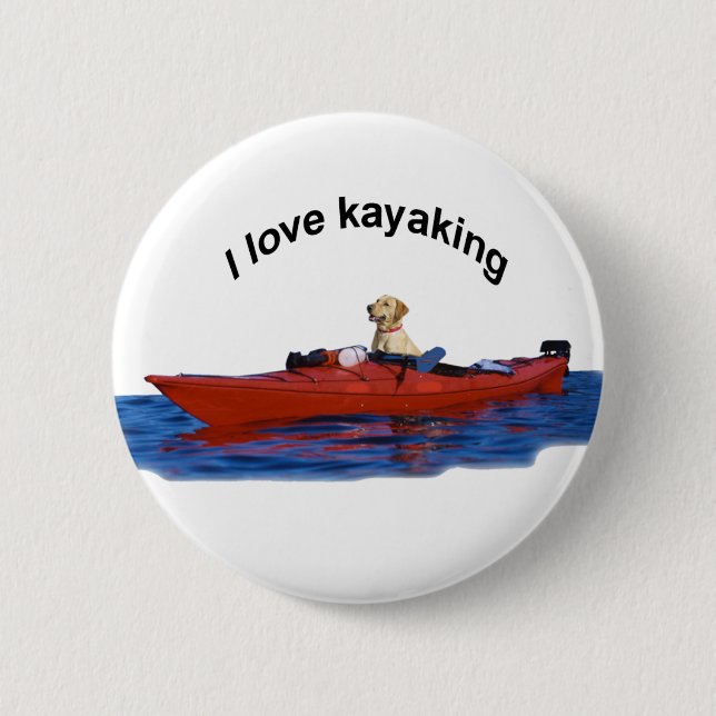Badge Rond 5 Cm J'aime (laboratoire jaune) 2 kayaking (Devant)