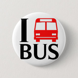 Badge Rond 5 Cm J'aime l'amour de l'autobus I l'autobus de