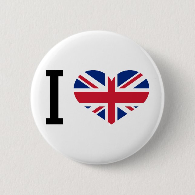Badge Rond 5 Cm J'aime l'Angleterre (Devant)