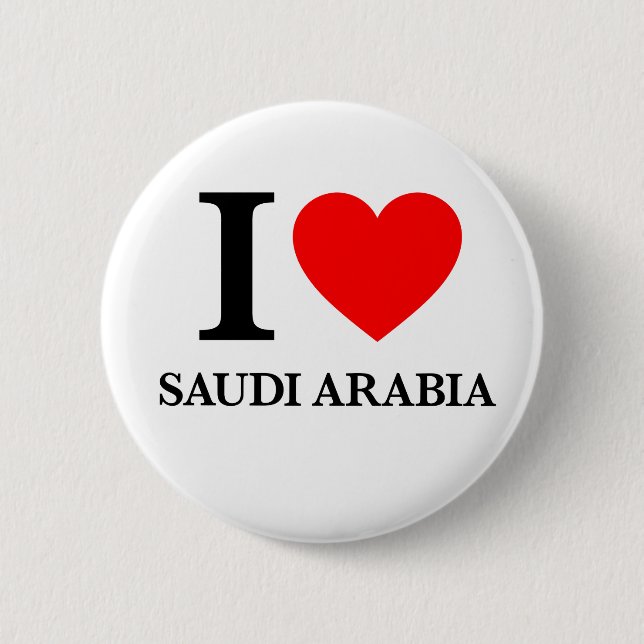 Badge Rond 5 Cm J'aime l'Arabie Saoudite (Devant)