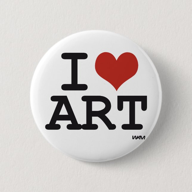 Badge Rond 5 Cm J'aime l'art (Devant)
