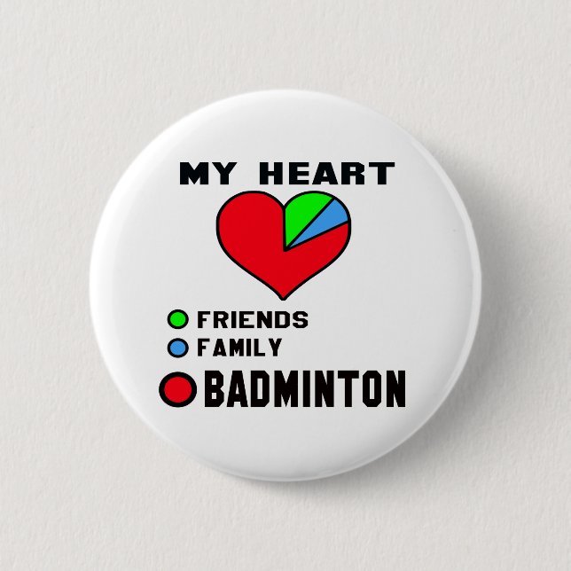 Badge Rond 5 Cm J'aime le badminton (Devant)