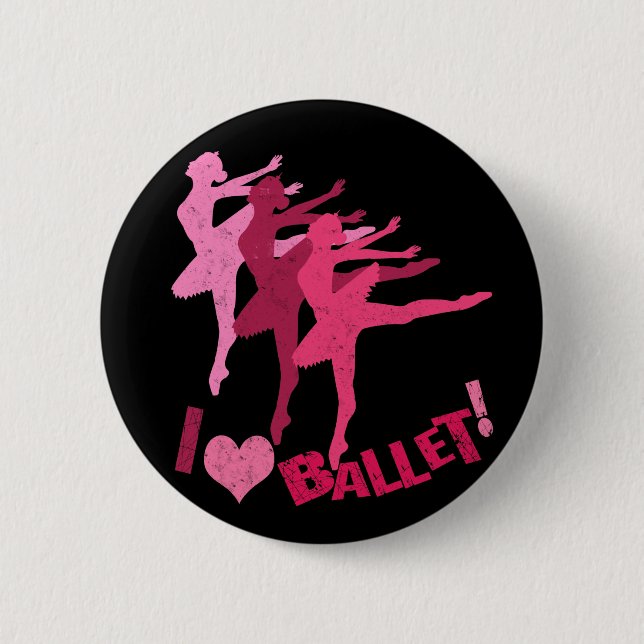 Badge Rond 5 Cm J'aime le ballet (Devant)