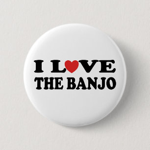 Badge Rond 5 Cm J'aime le banjo