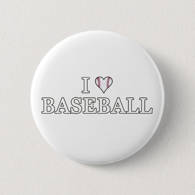 Badge Rond 5 Cm J'Aime Le Baseball (Devant)
