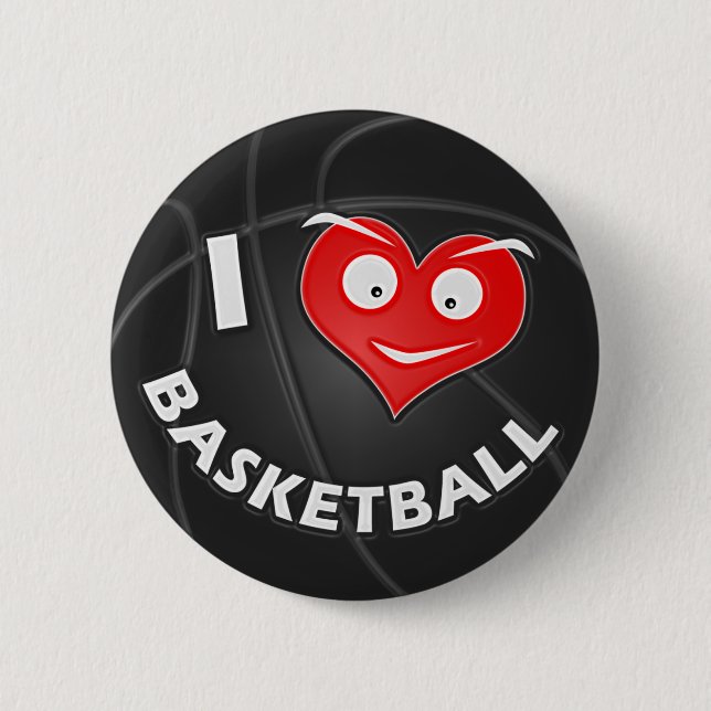 Badge Rond 5 Cm J'aime le basket-ball (Devant)