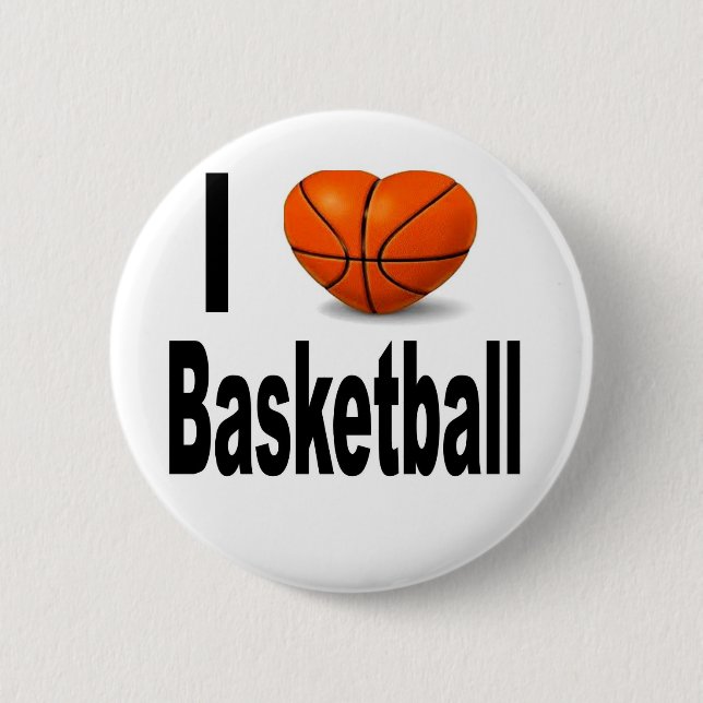 Badge Rond 5 Cm J'aime le basket-ball (Devant)